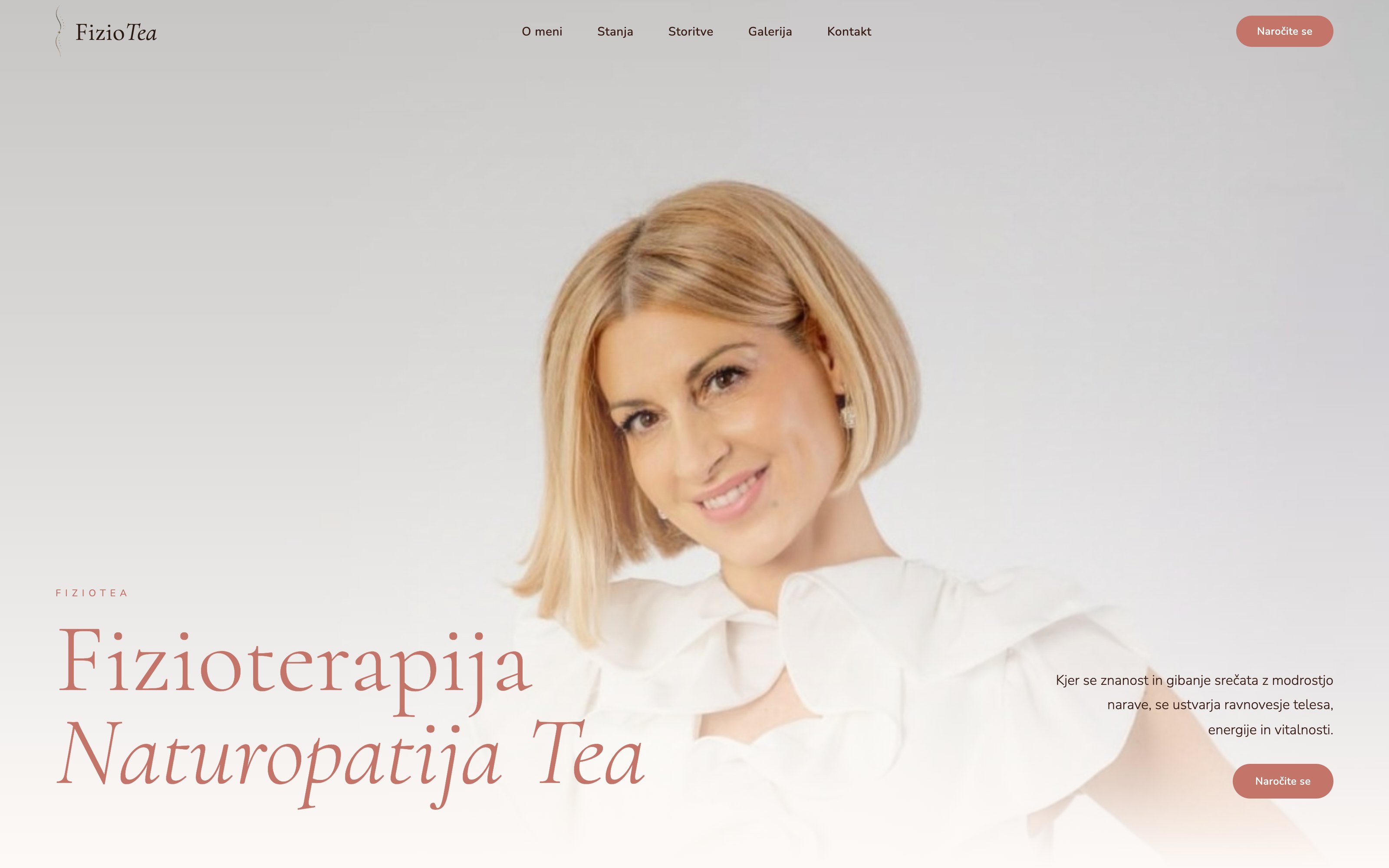 FizioTea, naslovnica spletne strani
