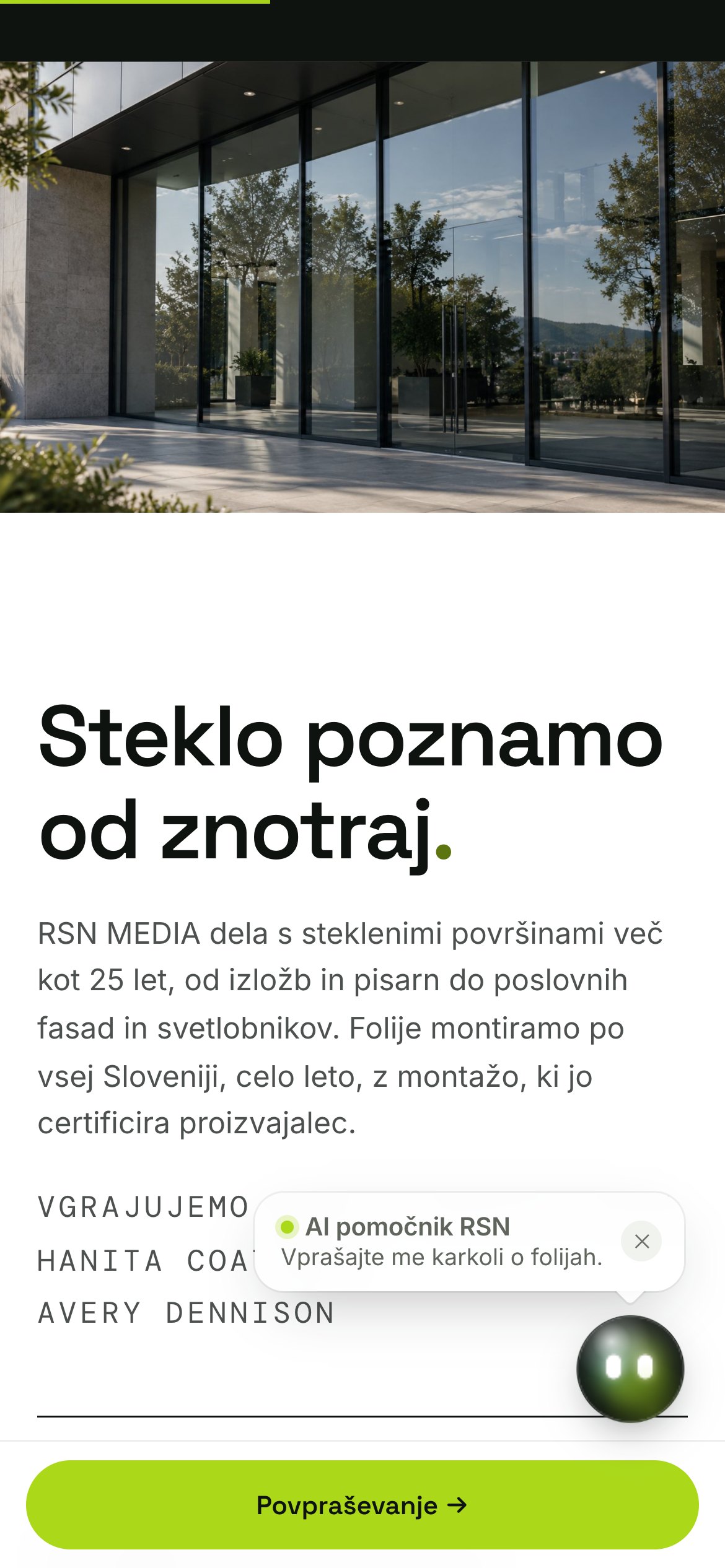 RSN na telefonu, podstran