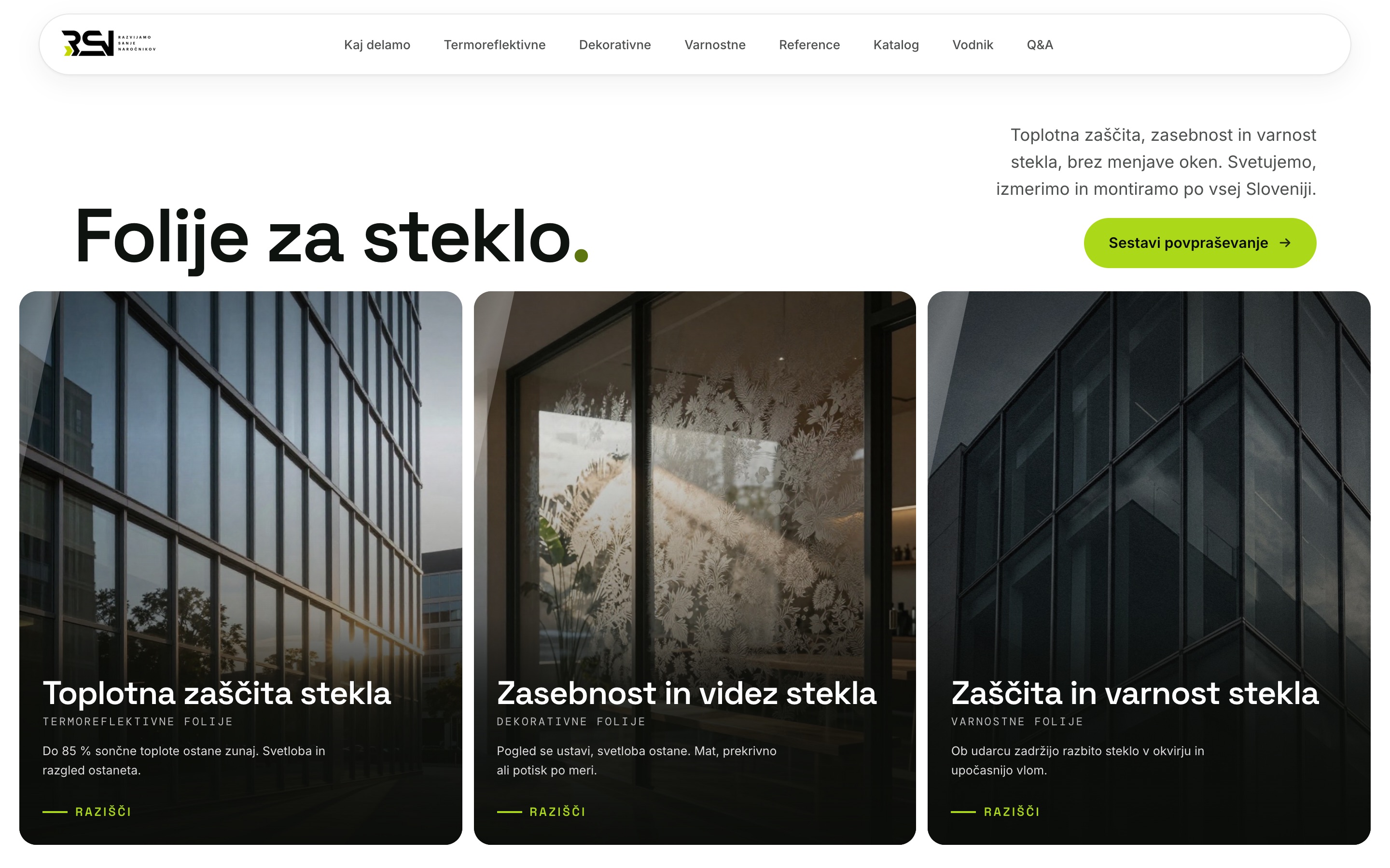 Nova stran RSN, naslovnica Folije za steklo